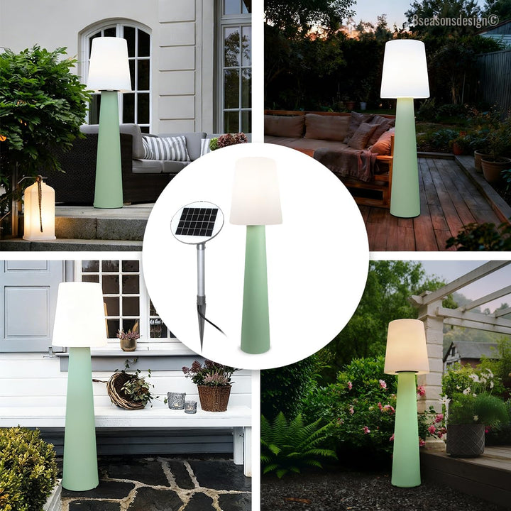 8 seasons design Solar LED Stehlampe No. 1-160cm gross (Mint), warmweisses Licht, Solarlampe mit Däm