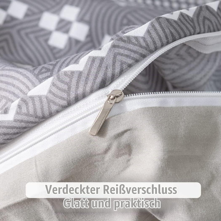 Lekesky Bohemian Bettwäsche 220x200 cm 3 Teilig - Bettbezug mit Reissverschluss und 2 Kissenbezug 80