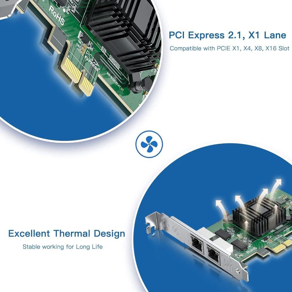 H!Fiber Dual RJ45 Copper Ports Netzwerkkarte Gigabit PCI Express E1G42ET-Intel 82576 Chip, 1Gbit Eth