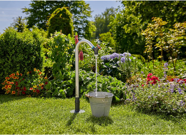 Gardena Sprinklersystem Pipeline Garten-Wasserhahn: Schwenkbarer Hahn, Anti-Splash Hahnverbinder, Re
