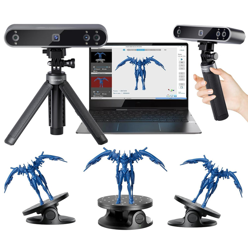 Revopoint POP 3 3D Scanner mit Drehteller und Powerbank, 0,05 mm Präzisions Infrarot Strukturlicht 3