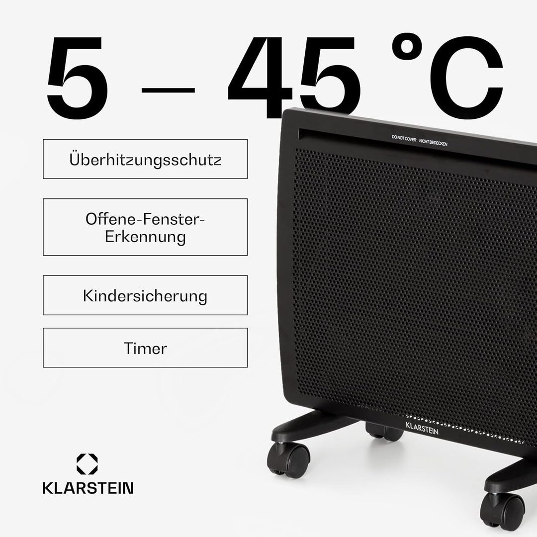 Klarstein Hot Spot Slimcurve Double 2-in-1 Heizgerät - Konvektions- und Infrarotheizung, Überhitzung