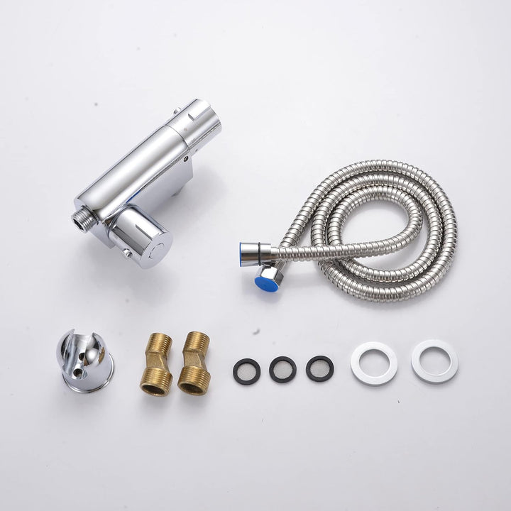 Thermostatdusche aus Chrom-Messing, All-in-One-Set | Muslimisches Bidet Shattaf Duschkopf | Hygiene