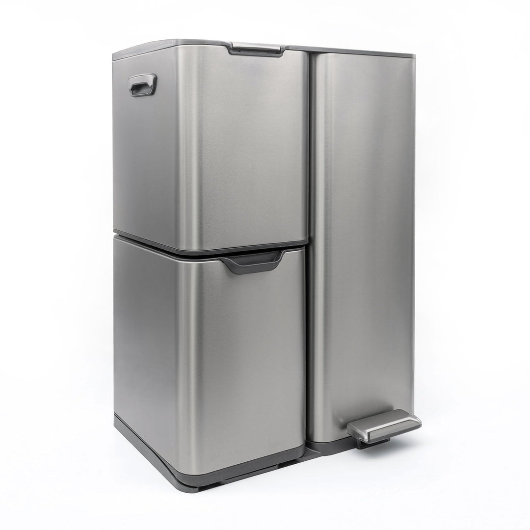 Mülleimer Abfallsammler Softclose Edelstahl hoch 60 L (30 + 17 + 13 L) 60 L (30 + 17 + 13 L) Edelsta