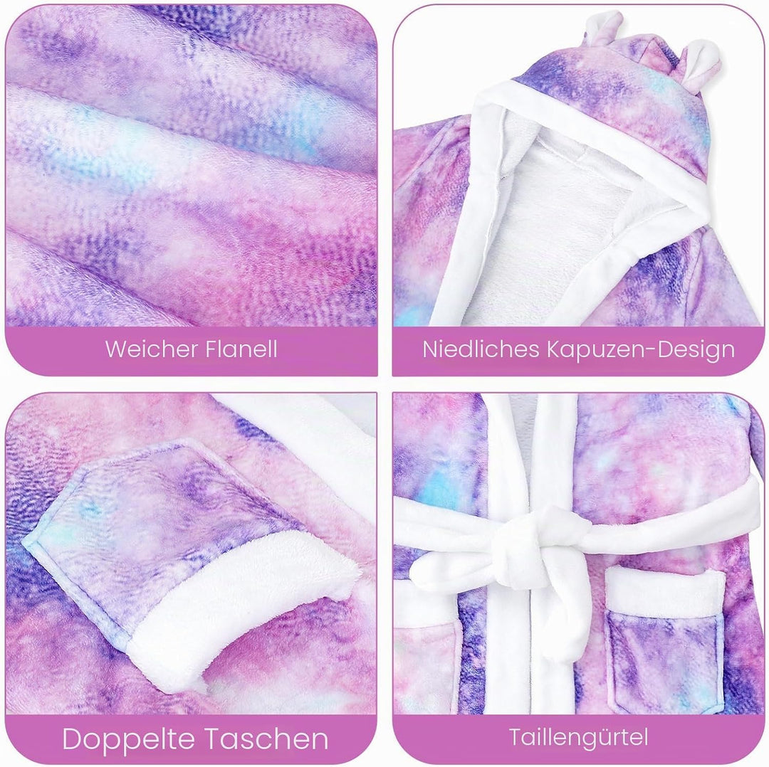 WYTbaby Bademantel Kinder Mädchen Flauschig Fleece bademantel mädchen Lange Ärmel Kinderbademantel m