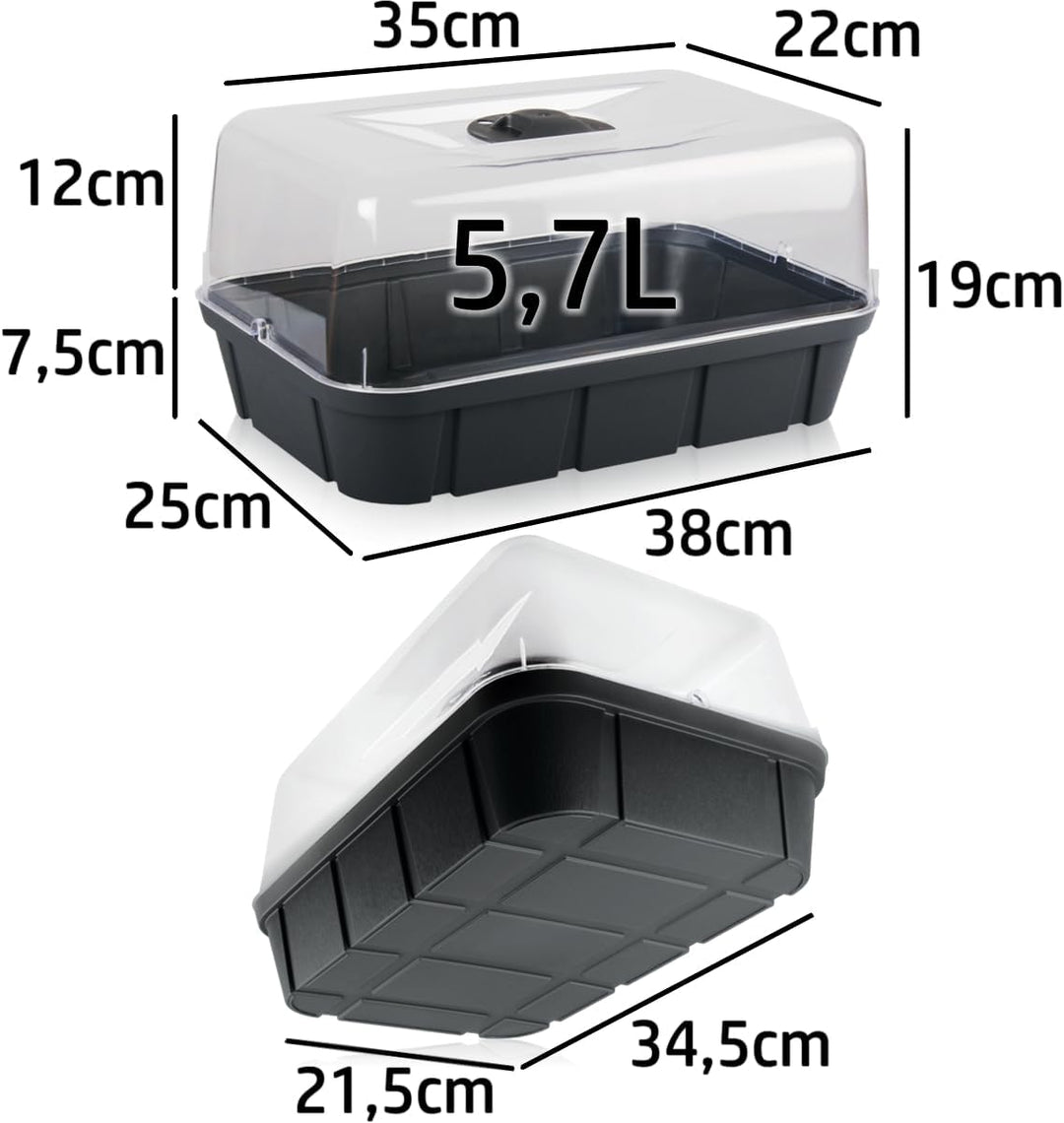 Zimmergewächshaus 38x25x19cm mit verschliessbarer Belüftung sehr stabil Gewächshaus Anzuchthaus (M),