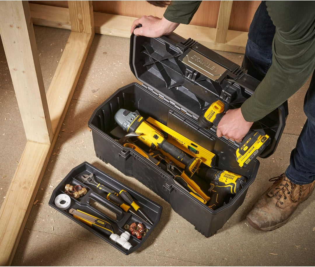 Stanley Werkzeugbox / Werkzeugkoffer (24", 60.5x28.7x28.7cm, mit Schnellverschluss, stabiler Werkzeu