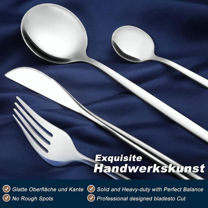 Bestdin Besteck Set 12 Personen, 60 teilig Edelstahl Besteckset, Essbesteck Set mit Messer Gabel Löf