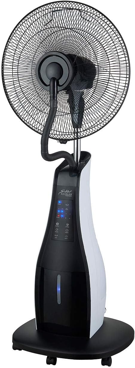 Sichler Haushaltsgeräte Ventilator Wasser: Stand-Sprühnebel-Ventilator mit Oszillation, WLAN, App, T