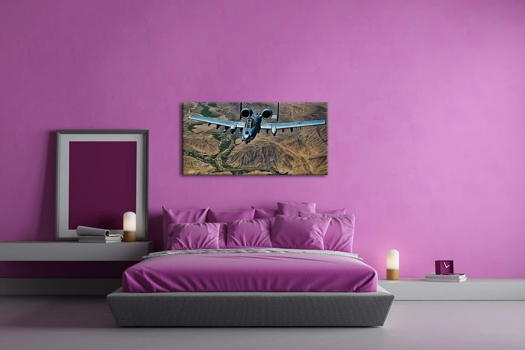 Atemberaubendes Militär Flugzeug Panorama 120x60 cm als Leinwandbild, Motiv fertig gerahmt auf Echth