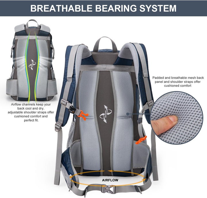MOUNTAINTOP 40L Wanderrucksack Herren Damen Trekkingrucksack Outdoor Rucksäcke mit Regenhülle für Ca
