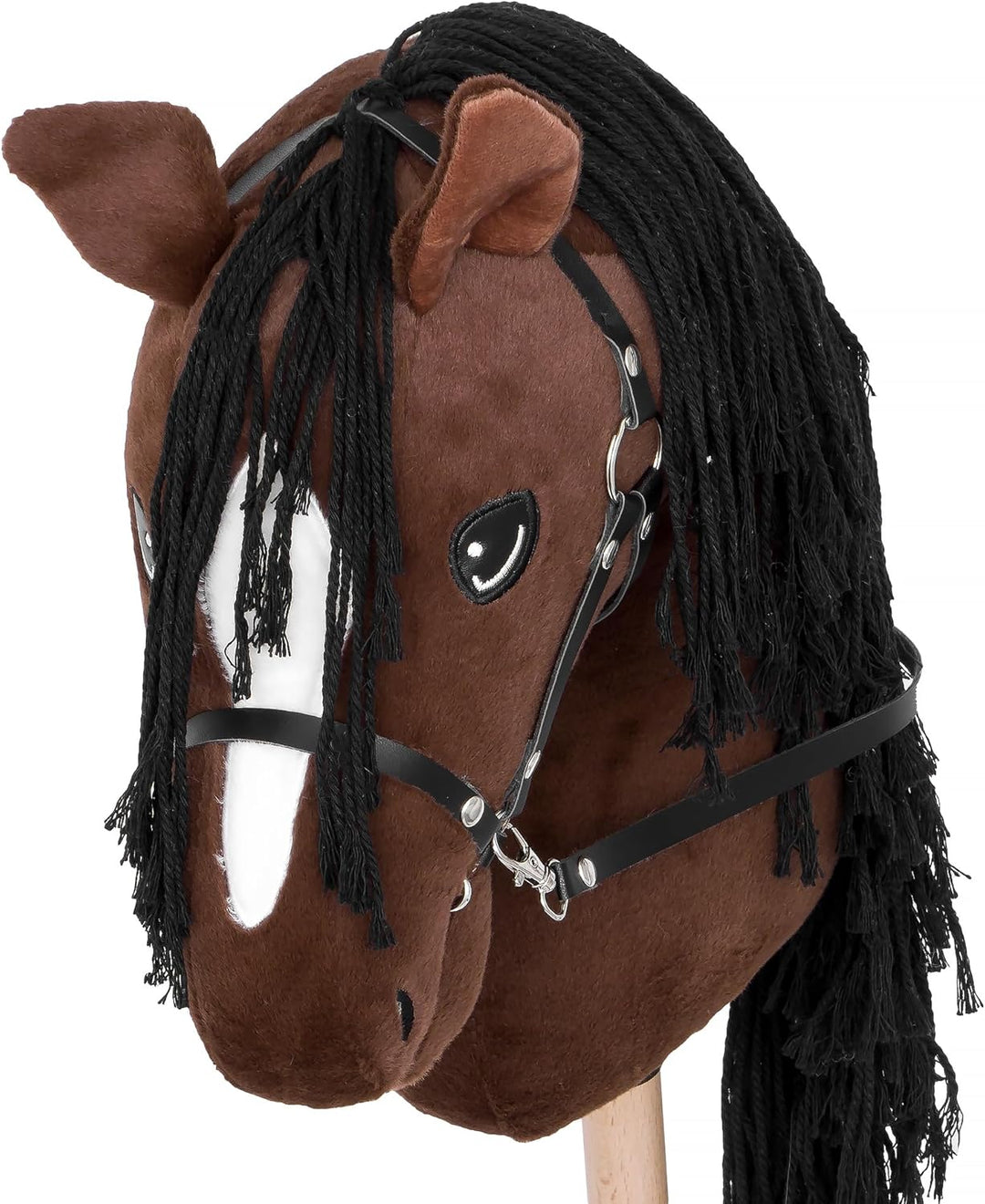 Start Hobby Horse Steckenpferd aus Plüsch mit Holzstock – Realistisches Stockpferd mit Langer Mähne