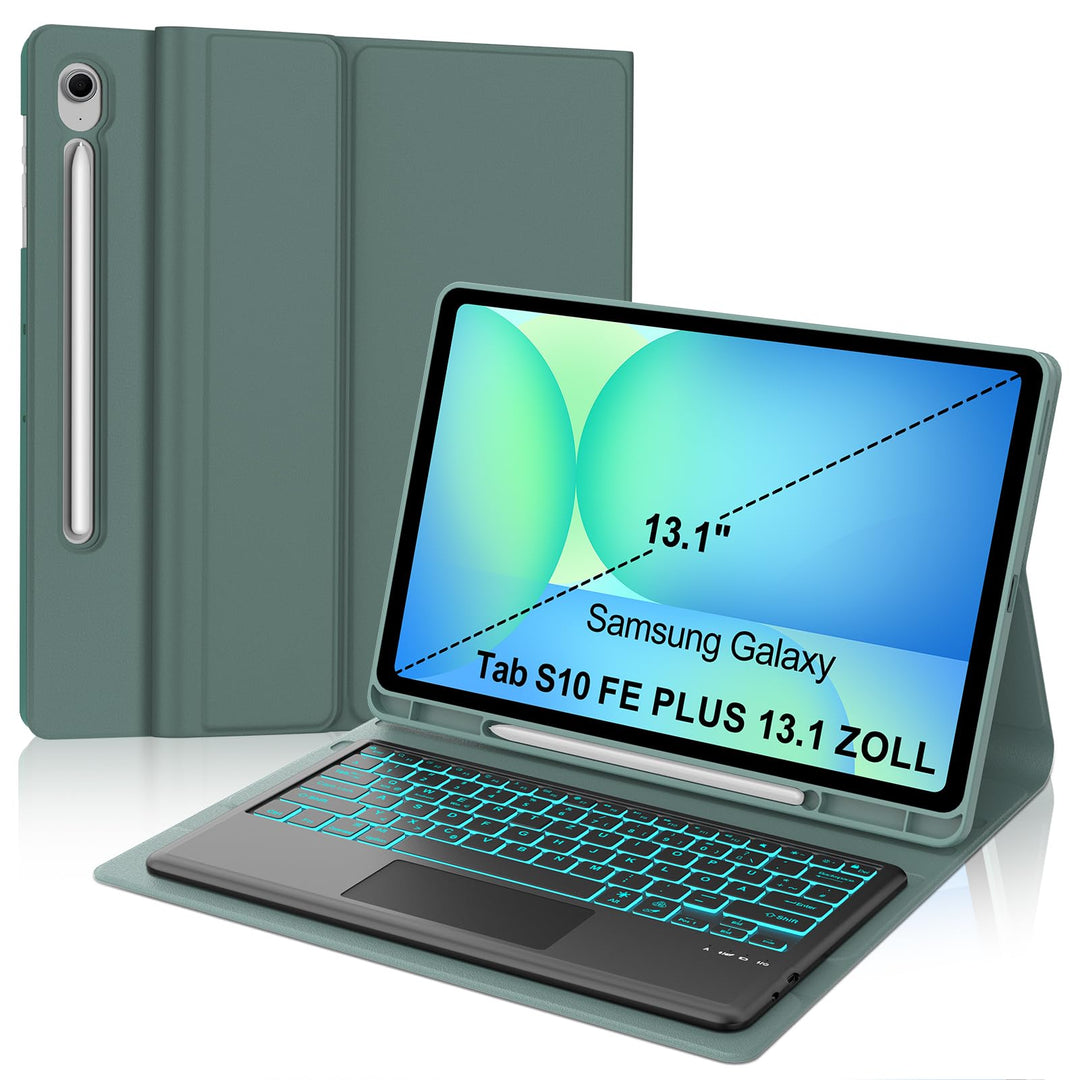 WINCHKING Hülle Mit Tastatur Für Samsung Galaxy Tab S10 Fe Plus 13.1 Zoll 2025, Magnetische Hülle Ta