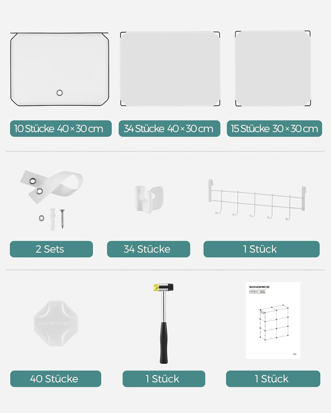 SONGMICS Schuhregal, Schuhschrank mit 10 Fächern, für Garrobe und Eingangsbereich, für bis zu 40 Paa
