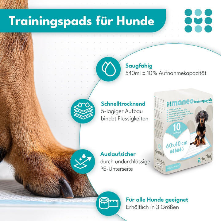 100x Welpen Unterlagen 60x40cm, maneo Trainingspads für Hunde, Welpen Unterlagen saugfähig, Hundeklo