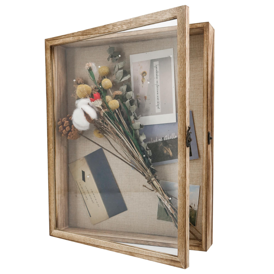 GraduationMall 33x40cm 3D Bilderrahmen Tief Holz Objektrahmen Türvitrine Schaukasten Retro,Ideal für