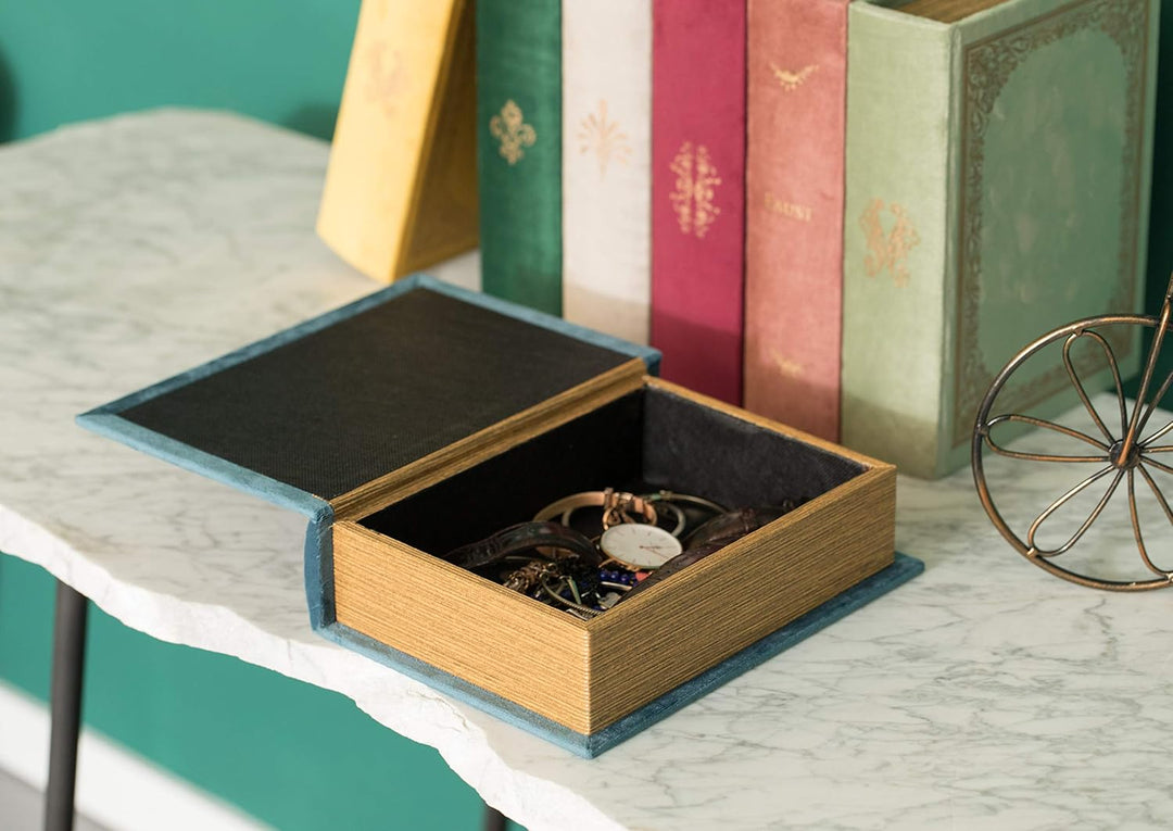 Dekorative Aufbewahrungsbox in Buchform, Vintage-Stil, Blau, Blau