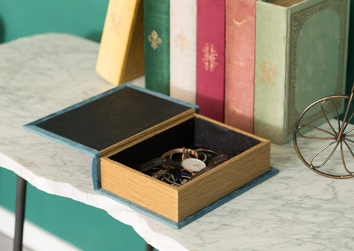 Dekorative Aufbewahrungsbox in Buchform, Vintage-Stil, Blau, Blau