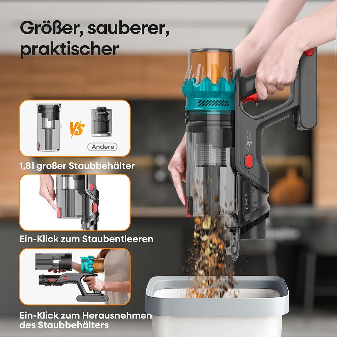 UNINELL HOME Akku Staubsauger Kabellos 50kPa/600W/65 min für Tierhaare