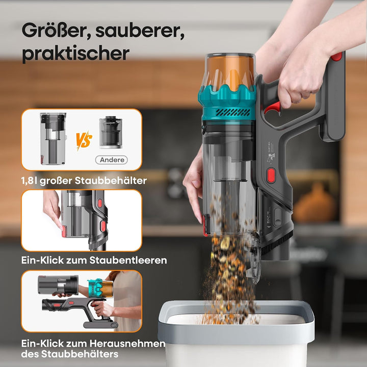 UNINELL HOME Akku Staubsauger Kabellos 50kPa/600W/65 min für Tierhaare