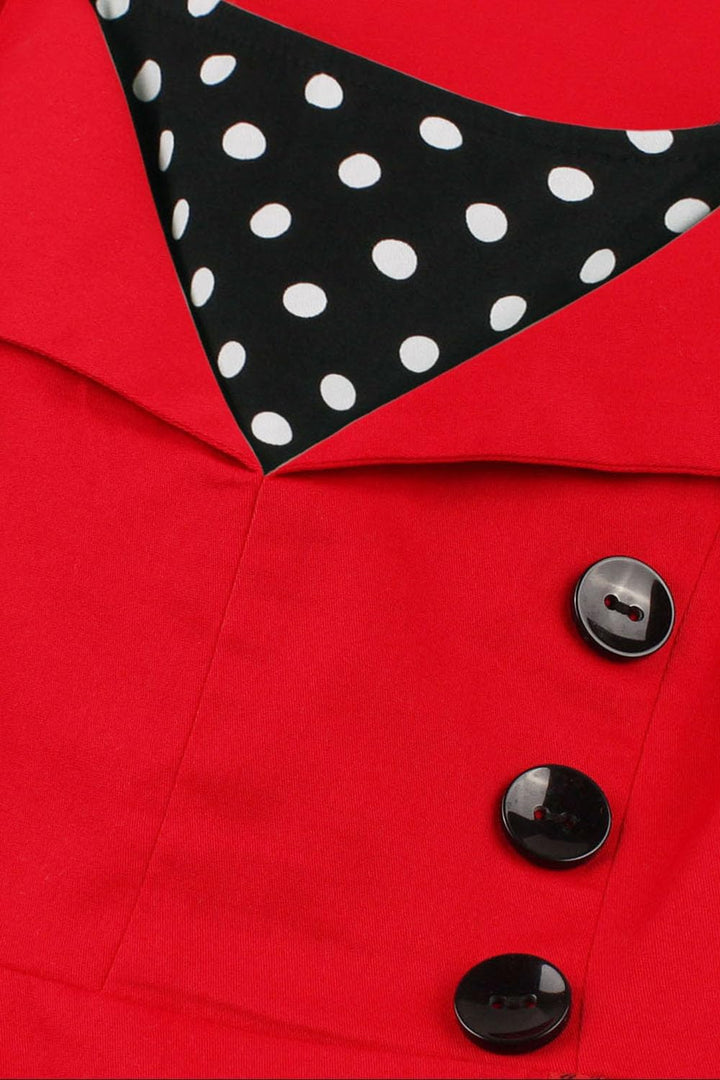 Axoe Damen 50er Jahre Kleider mit Gepunkte Rockabilly L Rot-polka Dots, L Rot-polka Dots