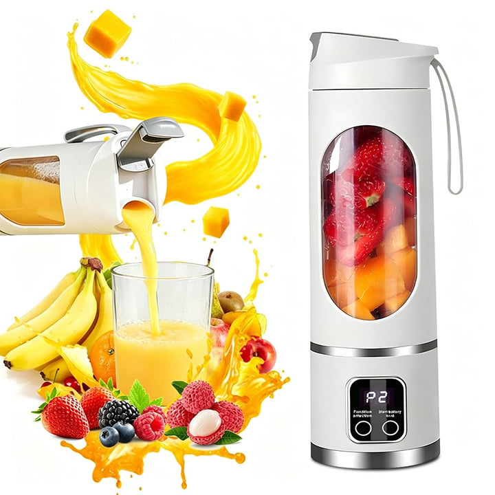 Mixer Smoothie Maker To Go, 450ML Tragbarer Mixer, 1500mAh Portable Blender mit LED 12 Klingen, Mini