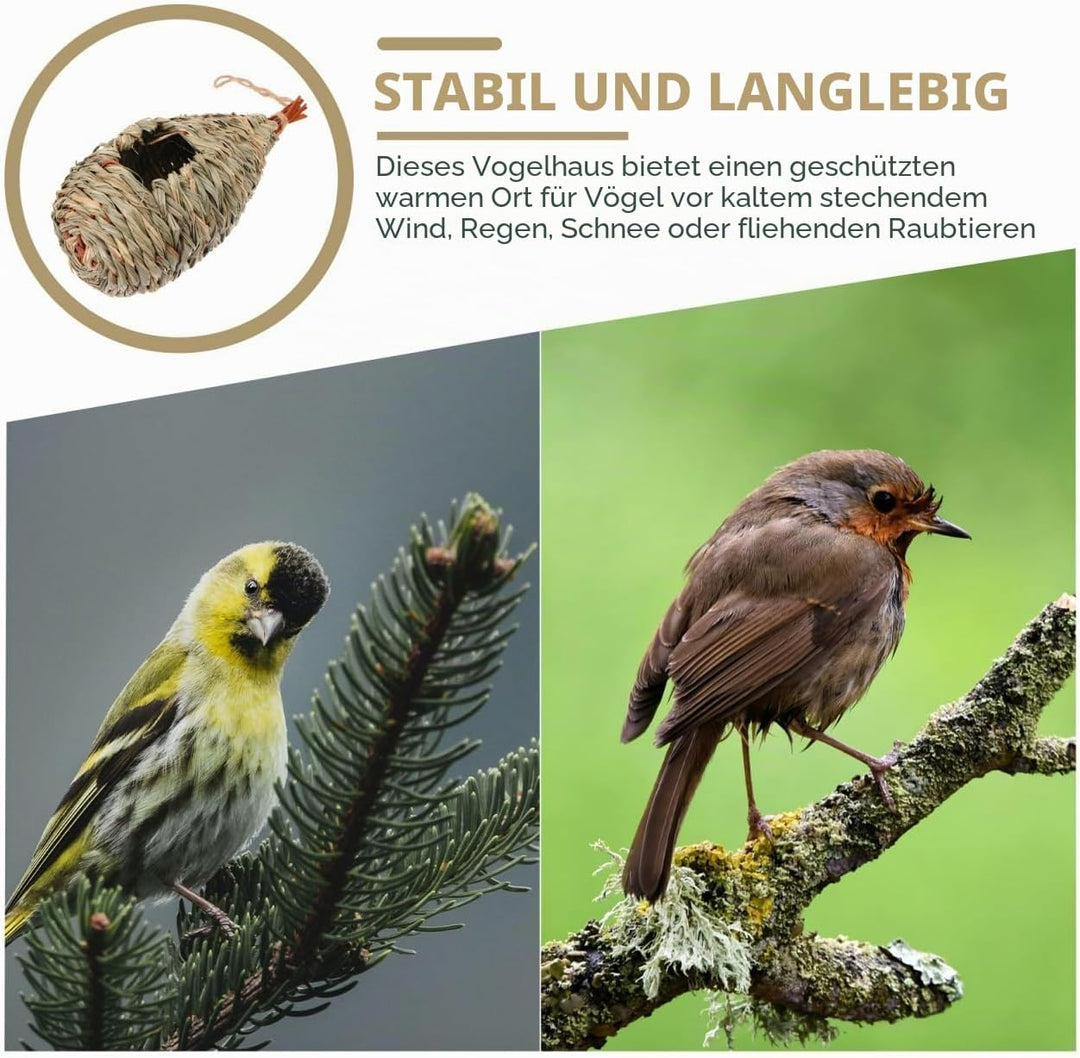 2st Vogelnest Aus Stroh Fenster Vogelnest Vogel Im Freien Meise Strohvogel Papageienspielzeug Vogelh