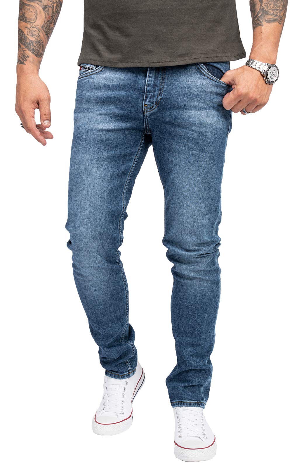 Indumentum Jeans Herren Slim Fit Hose Stretch 29W / 30L Blau - Is-303, 29W / 30L Blau - Is-303