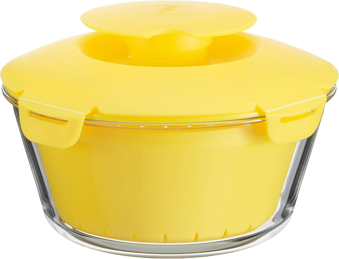 PASABAHCE 4995808 Reiskocher Mikrowelle Zest aus Glas mit Korb aus Kunststoff und Deckel aus rutschf
