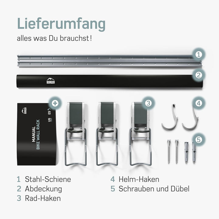 Borgen Fahrrad Wandhalterung Vertikal - Geeignet für alle Fahrräder, wie z.B. E Bike, Mountainbike,