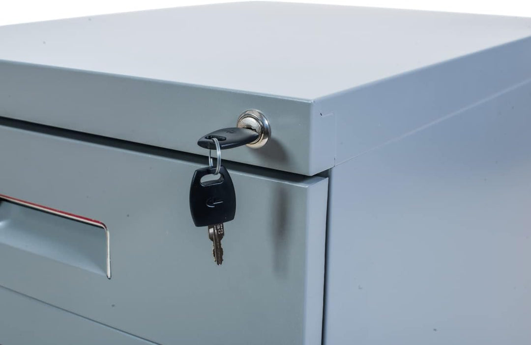 Metall Rollcontainer 3 Schubladen abschliessbar Hängeregister Aktenschrank Büromöbel Homeoffice Büro