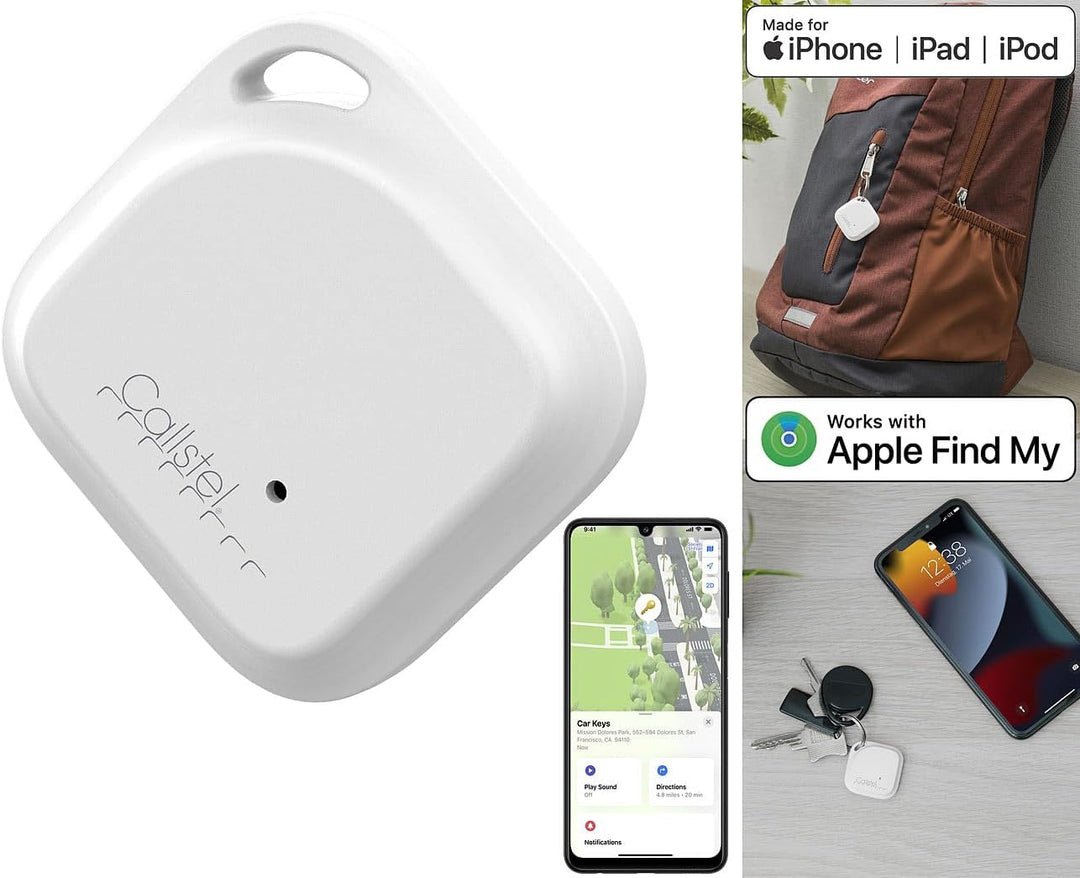 Callstel Keyfinder: 4er-Set Schlüssel- & Gegenstandsfinder, Apple-AirTag-kompatibel, MFi (Ortungstra