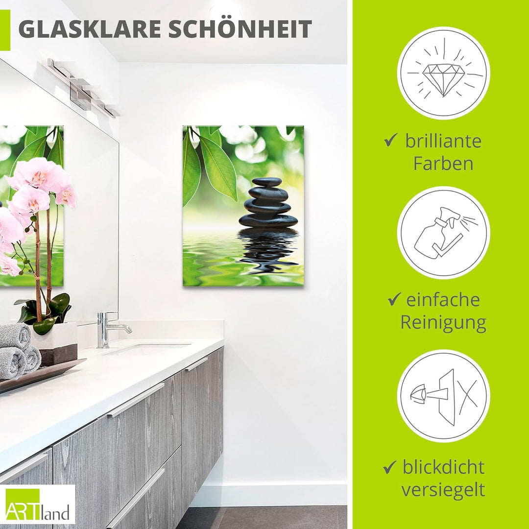 ARTland Glasbilder Wandbild Glas Bild einteilig 60x80 cm Hochformat Asien Wellness Entspannung Spa Z