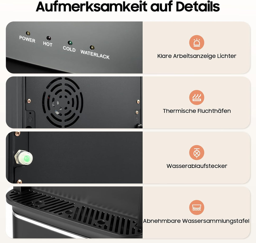 550W Bodenstehender Wasserspender mit Bodenbeladung, Kalt Heiss Doppelfunktion Elektrisch Heisswasse