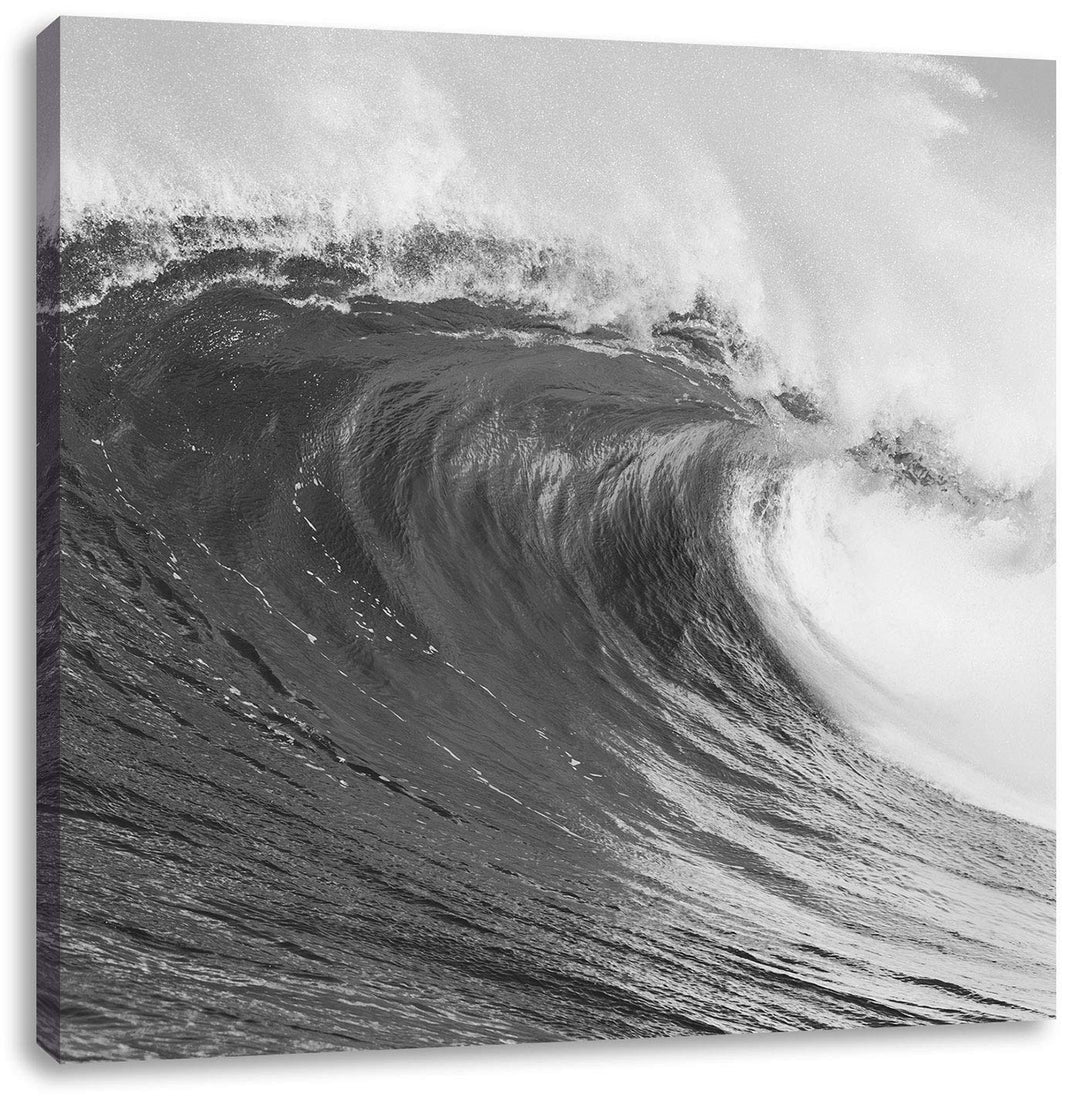 riesige Welle schwarz/weiss, Format: 70x70 auf Leinwand, XXL riesige Bilder fertig gerahmt mit Keilr