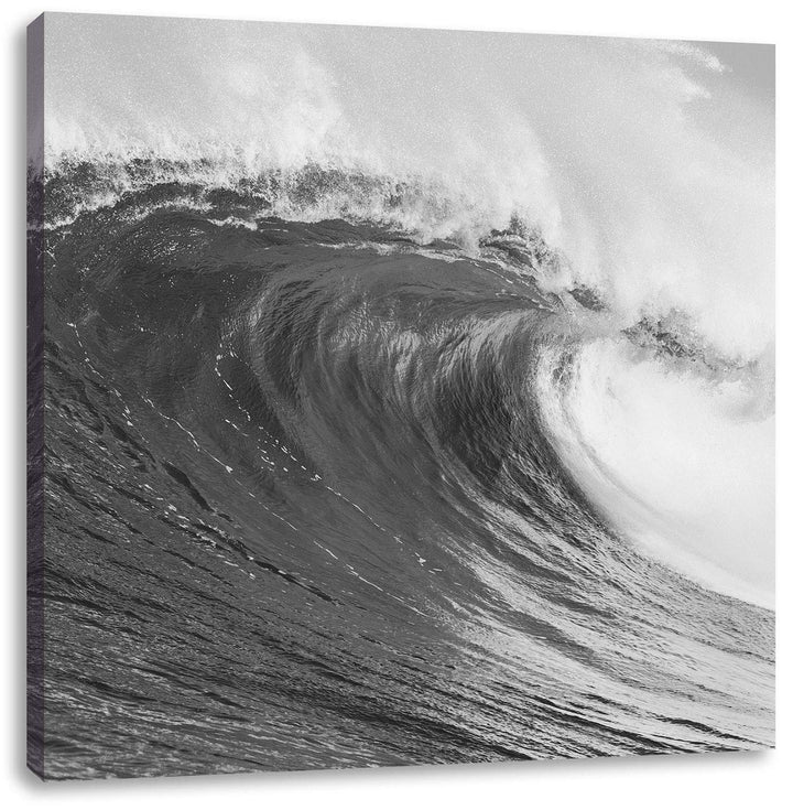 riesige Welle schwarz/weiss, Format: 70x70 auf Leinwand, XXL riesige Bilder fertig gerahmt mit Keilr