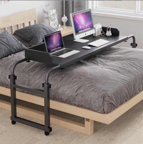 Über-Betttisch auf 4 Rollen, Mobiler Schreibtisch Pflegetisch Höhenverstellbar 65-95CM/Breitenverste