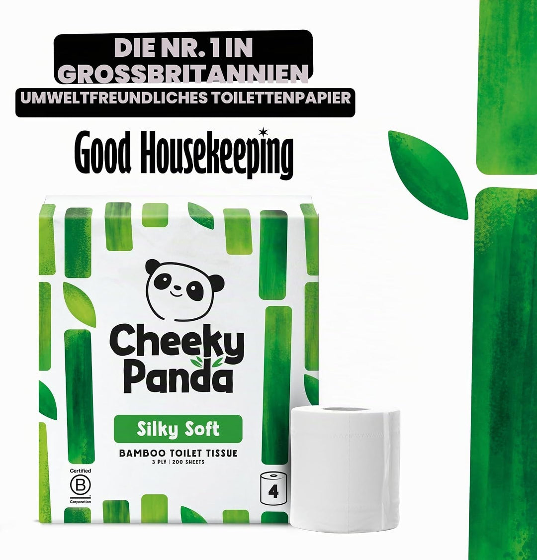 The Cheeky Panda Bambus Toilettenpapier Bulk Buy - 24 Rollen (6 Packungen à 4 Stück) | 3-lagiges Toi