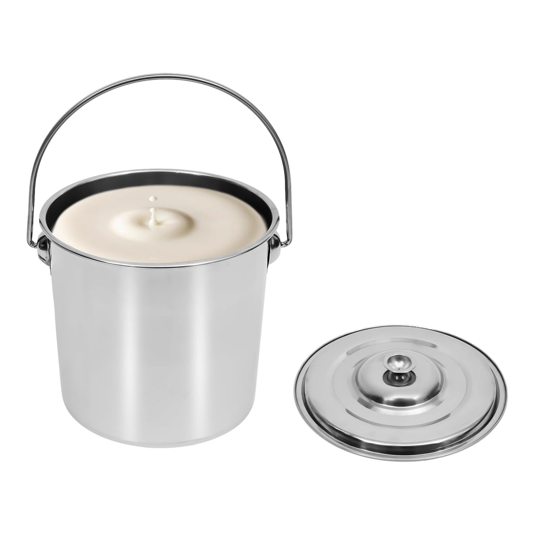 Eimer Edelstahleimer Kücheneimer Futtereimer Milcheimer Sektkühler EIS-Eimer mit Edelstahl Deckel,6L