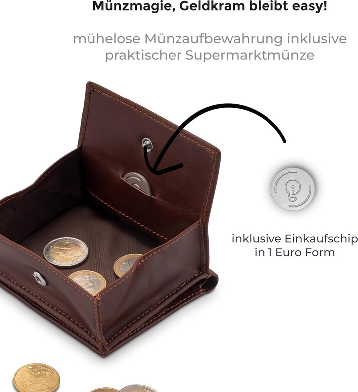 ISENTIALS Airtag* Geldbörse mit Münzfach I Apple Airtag Leder Wallet Portemonnaie Herren mit RFID Sc