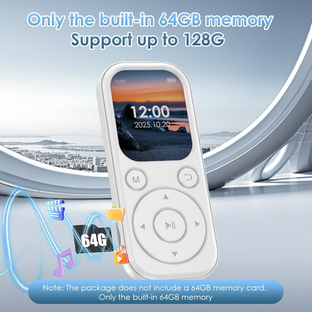 64 GB MP3-Player mit Bluetooth 5.3, tragbarer Musik-Player mit HiFi-Klangqualität und FM-Radio, 300