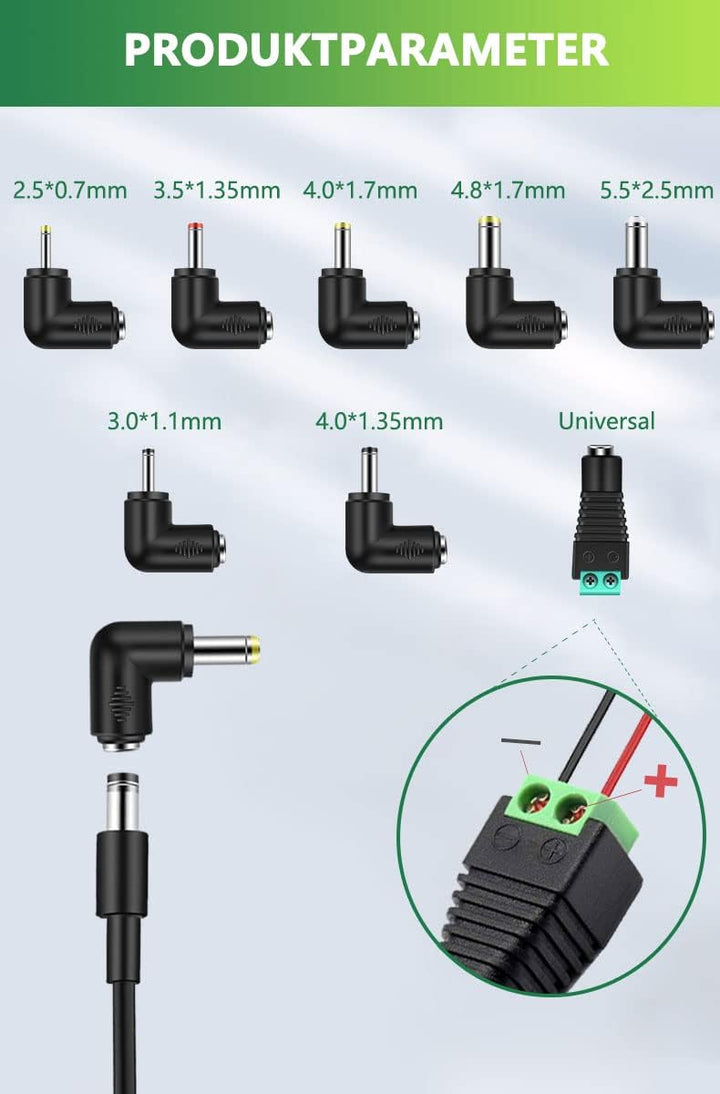 Bouge 12V Netzteil kompatibel mit Makita Baustellenradio DMR 115 / DMR 114 Ladekabel Mit 8 Steckern,