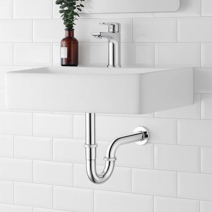 Universal Siphon Waschbecken 200mm Extra Lang G1-1/4" Edelstahl Abflussrohr, Ablaugarnitur Waschbeck
