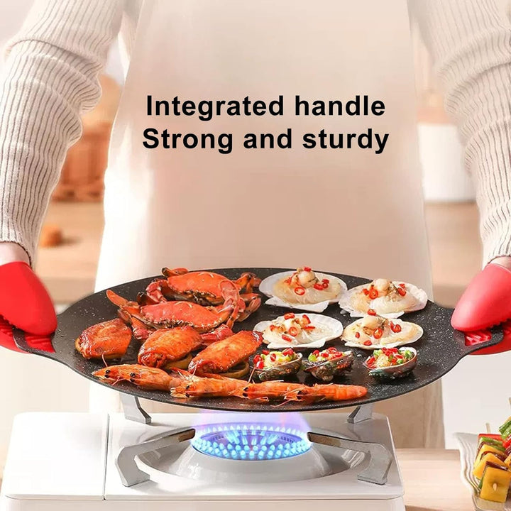 Fdit Runde BBQ-Grillplatte, Koreanische BBQ-Grillpfanne für Herdplatte, Kreisförmige Bratpfanne, Kor