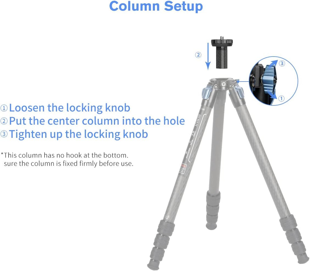 SIRUI ST-Z Kurze Mittelsäule, Kohlefaser-Säule für ST-Stative, Unterwinkelfotografie, Passend für SI