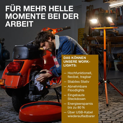 LEDVANCE Worklight - LED Stableuchte 10W mit Akku, Strahler mit 4000K kaltweiss, 800 Lumen, LED Werk