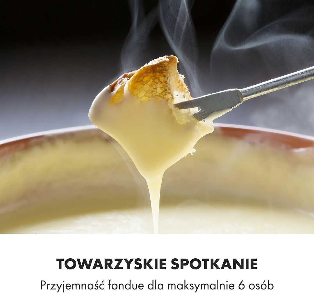 Klarstein Bambus Fondue, 800 Watt, Edelstahl-Topf, Gerätebasis aus Bambus, Füllmenge 1,3 Liter max.,
