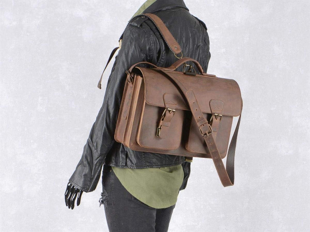 Ruitertassen Lederranzen 38cm Schulranzen Schultasche 2 Fächer 2 Vortaschen Rückengurte Tragegriff S