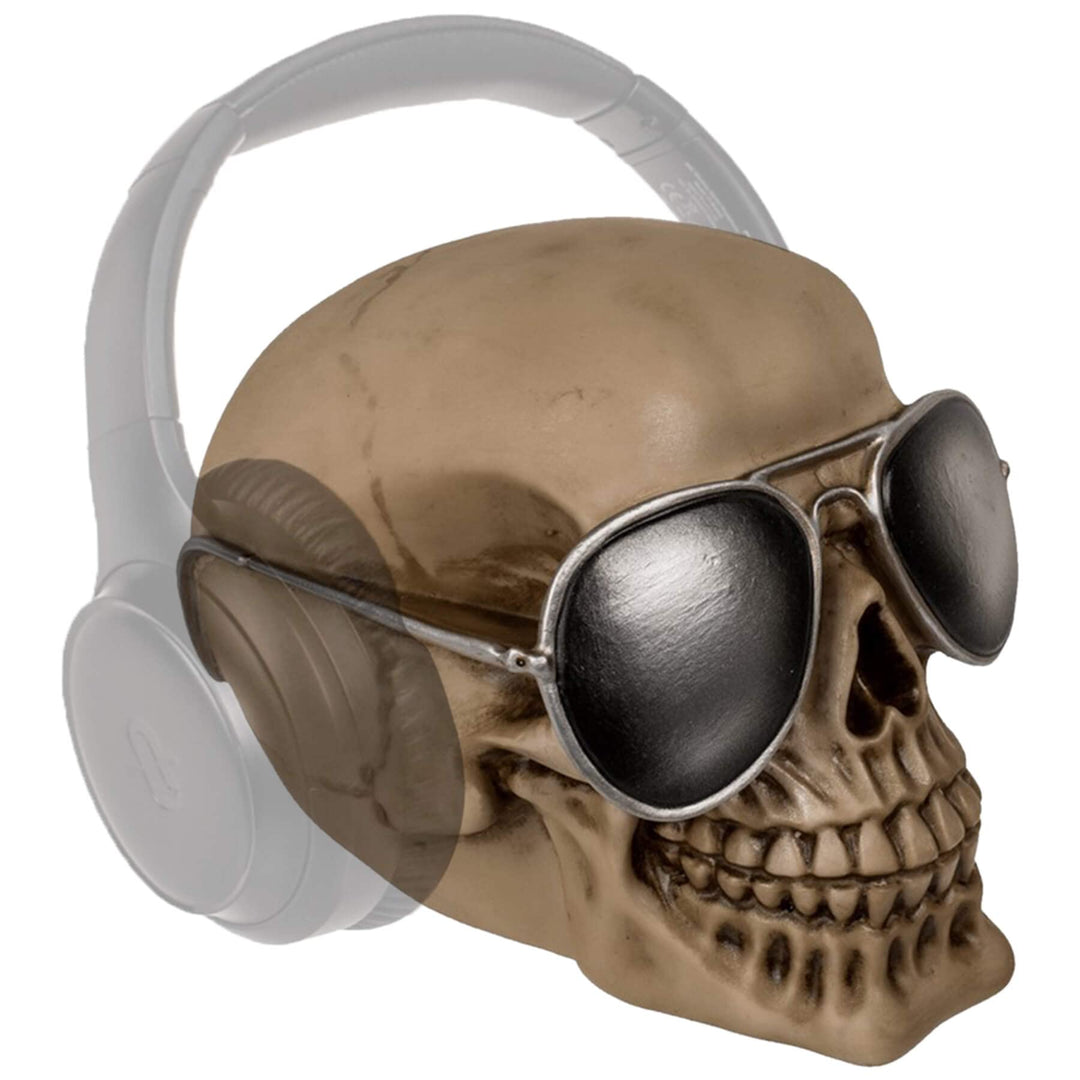 mtb more energy Deko XL Totenkopf Kopfhörerhalter ''Deadly Beats'' - 16x20x17 cm - Figur Dekoration