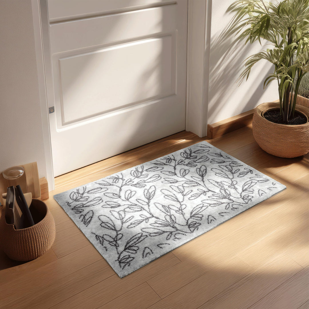 Astra rutschfeste Sauberlaufmatte innen - Zweige hellgrau 66 x 110 cm - Wohnraum Fussmatte Design -